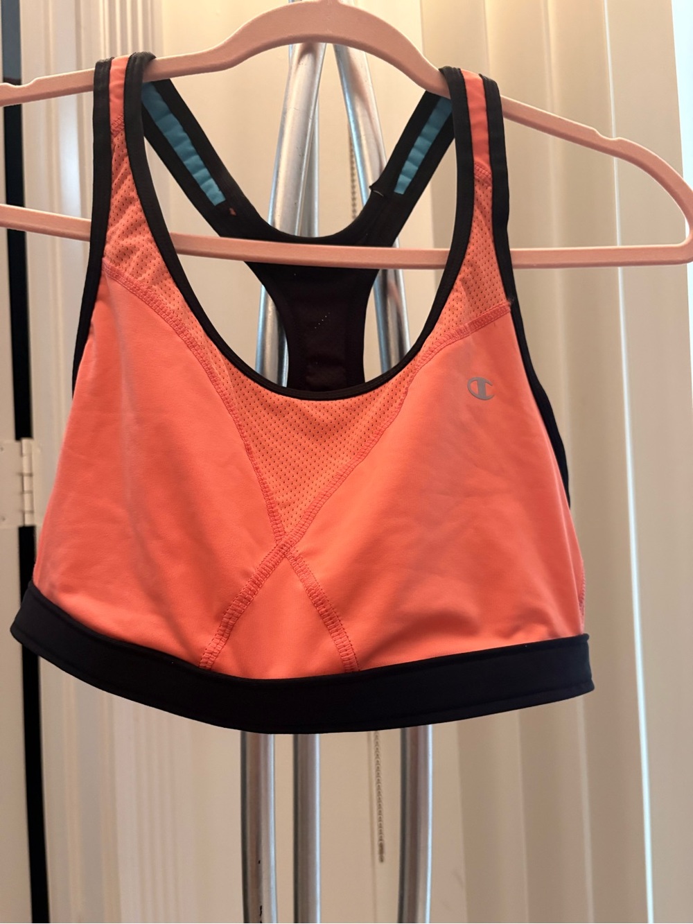Champion Coral and Black Racerback Sports Bra